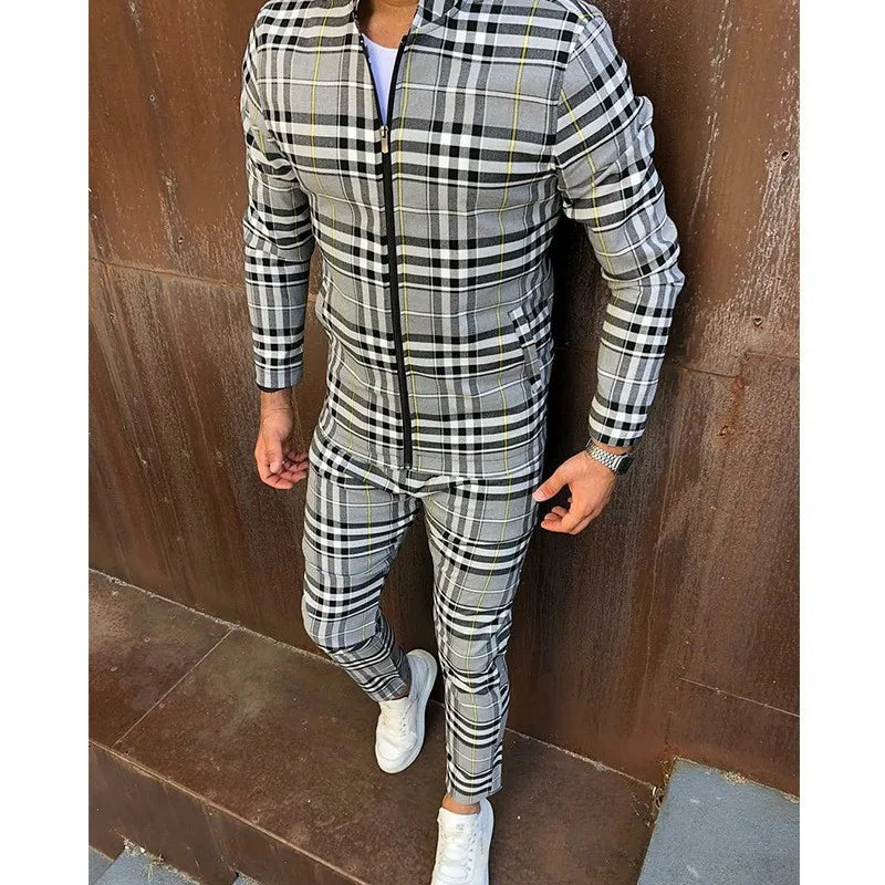 Gentlemens 2 Piece Plaid Sweatsuits- Light Colors